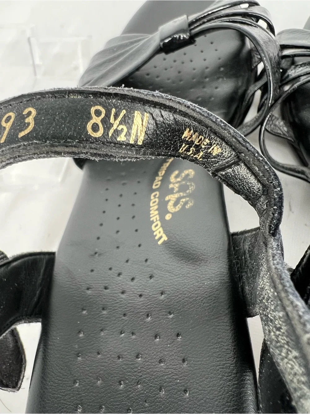 SAS Black Patent Leather‎ Strappy Ankle Sandals